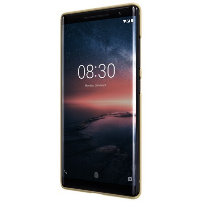Пластиковый чехол с пленкой Nillkin Super Frosted Shield Золотой для Nokia 8 Sirocco(2)