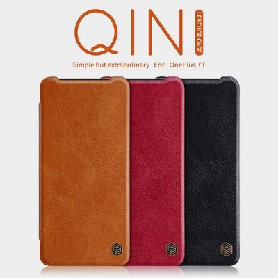 Кожаный чехол Nillkin Qin Leather Case Коричневый для OnePlus 7T(5)
