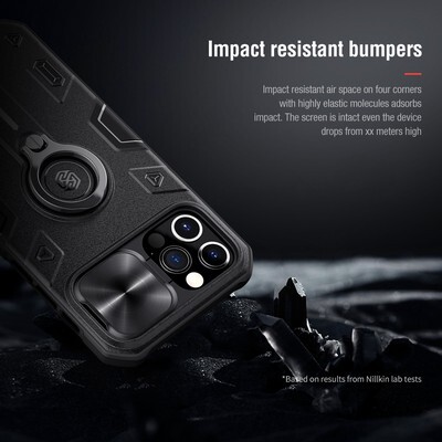 Противоударная-накладка Nillkin CamShield Armor черная для Apple iPhone 12 Pro(7)