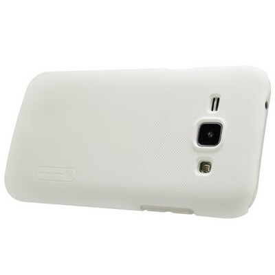 Пластиковый чехол с пленкой Nillkin Super Frosted Shield White для Samsung Galaxy J1(3)