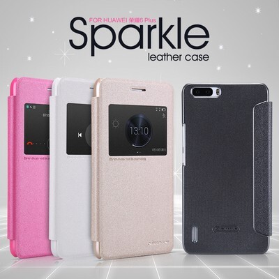 Полиуретановый чехол Nillkin Sparkle Leather Case Red для Huawei Honor 6 Plus(4)