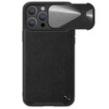 Силиконовая накладка c пластиной MagSafe Nillkin CamShield Leather Case S Черная для Apple iPhone 14 Pro Max(#1)