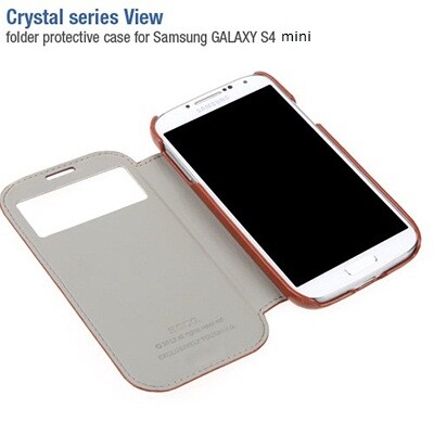 Кожаный чехол-книга HOCO Crystal leather Case Brown для Samsung i9190 Galaxy S4 mini(4)