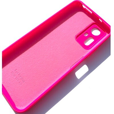 Силиконовый чехол с микрофиброй Silicone Case и защитой камеры ярко-розовый для Xiaomi Redmi Note 12S(2)