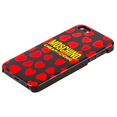 Пластиковый чехол накладка Moschino Red Hearts для Apple iPhone 5/5s/SE(3)