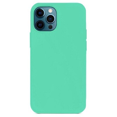 Силиконовый чехол Silicone с закрытым низом мятный для Apple iPhone 12 Pro(1)