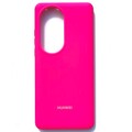 Силиконовый чехол с микрофиброй Silicone Case ярко-розовый для Huawei P50 Pro(#1)