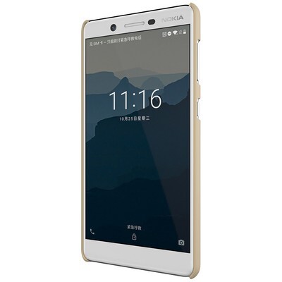 Пластиковый чехол с пленкой Nillkin Super Frosted Shield Gold для Nokia 7(2)