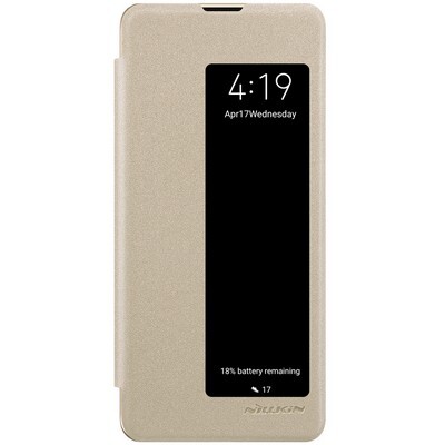 Полиуретановый чехол книга Nillkin Sparkle Leather Case Золотой для Huawei P30 Pro(1)