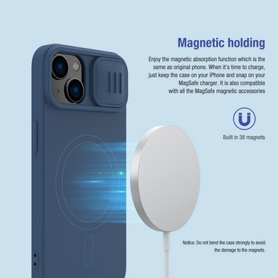 Силиконовая накладка с пластиной Magsafe Nillkin CamShield Silky Magnetic Silicone Case Лавандовая для Apple iPhone 14(8)