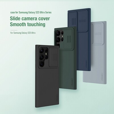 Силиконовая накладка Nillkin CamShield Silky Silicone Case Синяя для Samsung Galaxy S23 Ultra(9)