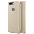 Полиуретановый чехол книга Nillkin Sparkle Leather Case Gold для OnePlus 5T(#4)