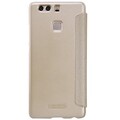 Полиуретановый чехол книга Nillkin Sparkle Leather Case Gold для Huawei P9 Plus(#2)