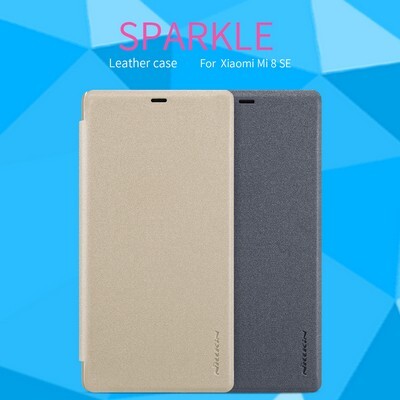 Полиуретановый чехол книга Nillkin Sparkle Leather Case Золотой для Xiaomi Mi8 SE(5)