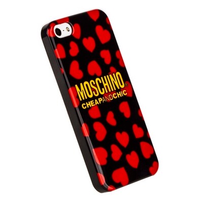 Пластиковый чехол накладка Moschino Red Hearts для Apple iPhone 5/5s/SE(2)