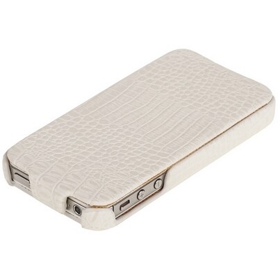 Кожаный чехол Borofone Crocodile flip White для Apple iPhone 4/4S(1)