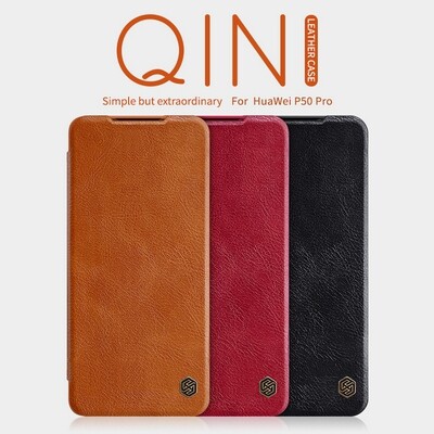 Кожаный чехол Nillkin Qin Leather Case Красный для Huawei P50 Pro(5)