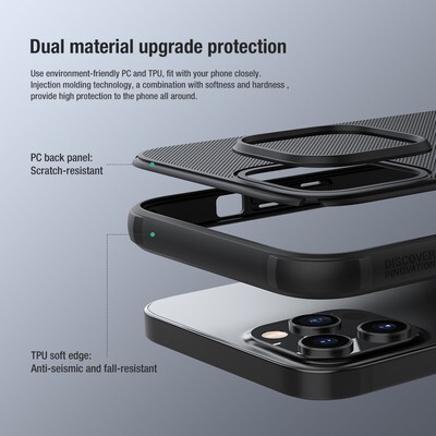Пластиковый чехол с подставкой Nillkin Super Frosted Shield Pro Зеленый для Apple iPhone 12(4)