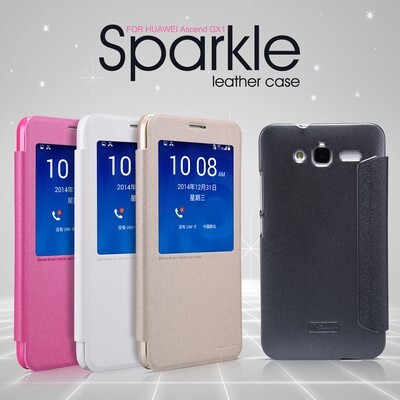Полиуретановый чехол Nillkin Sparkle Leather Case Black для Huawei Ascend GX1(4)