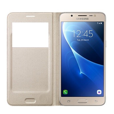 Полиуретановый чехол книга Flip Case Gold  для Samsung J510F Galaxy J5 (2016)(2)