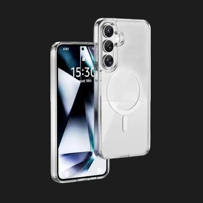 Силиконовый чехол с Magsafe Wiwu iShield Pro Case (прозрачный) для Samsung Galaxy S25(2)
