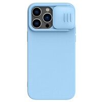 Силиконовая накладка с пластиной Magsafe Nillkin CamShield Silky Magnetic Silicone Case Голубая для Apple iPhone 14 Pro
