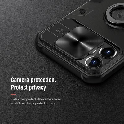 Противоударная-накладка Nillkin CamShield Armor Черная для Apple iPhone 13 Pro(6)