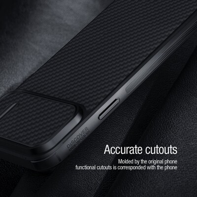 Пластиковый чехол с пластиной Magsafe Nillkin Synthetic Fiber S Magnetic Case Черный  для Apple iPhone 14 Pro(7)