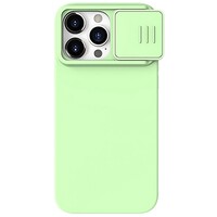 Силиконовая накладка с пластиной Magsafe Nillkin CamShield Silky Magnetic Silicone Case Зеленая для Apple iPhone 15 Pro