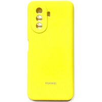 Силиконовый чехол Silicone Case с закрытым низом и защитой камеры жёлтый для Huawei Nova Y70
