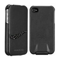 Кожаный чехол книга SGP Anne Rossi Leather Case Black для Apple iPhone 4/4S