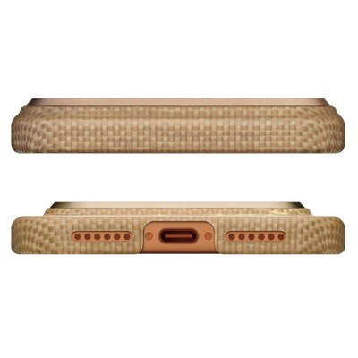 Кевларовый чехол с Magsafe Pitaka Ultra-Slim Golden Gilnt PitaTap (KI1707AG) для Apple iPhone 17 Pro Max(4)
