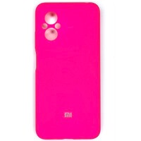 Силиконовый чехол Silicone Case с закрытым низом и защитой камеры ярко-розовый для Xiaomi Poco M5
