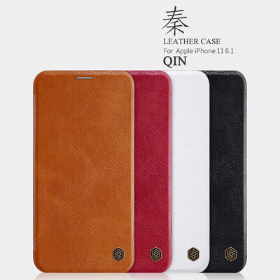 Кожаный чехол-книга Nillkin Qin Series Leather case красный для Apple iPhone 11 Pro(9)