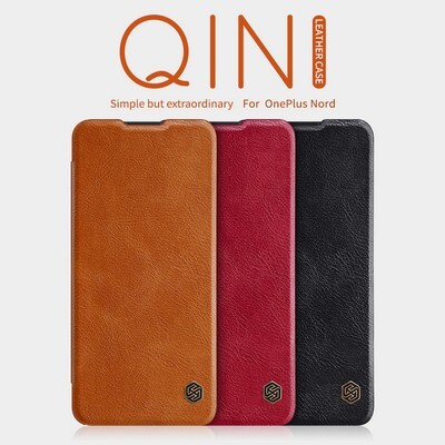 Кожаный чехол Nillkin Qin Leather Case Красный для OnePlus Nord(5)