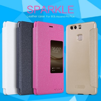 Полиуретановый чехол книга Nillkin Sparkle Leather Case Gold для Huawei P9 Plus(4)