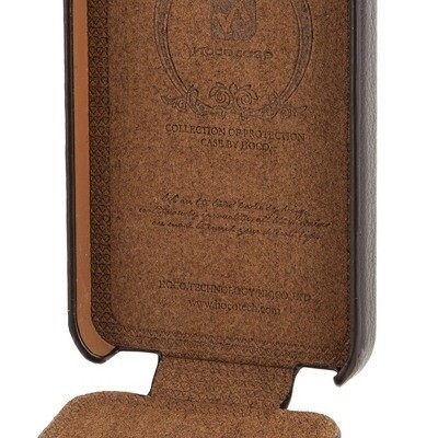 Кожаный чехол книга HOCO Duke Leather Case Coffee для Apple iPhone 5/5s/SE(4)