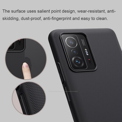 Пластиковый чехол с подставкой Nillkin Super Frosted Shield Синий для Xiaomi 11T /11T Pro(4)