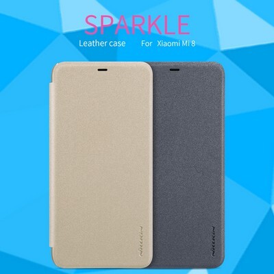 Полиуретановый чехол книга Nillkin Sparkle Leather Case Золотой для Xiaomi Mi8(5)