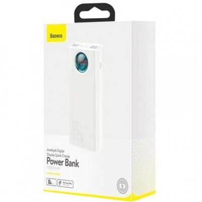 Внешний аккумулятор Baseus Amblight Digital Display Fast Charge Power Bank 65W PPLG000101 30000mAh (с кабелем Type-C to Type-C 100W) белый(6)