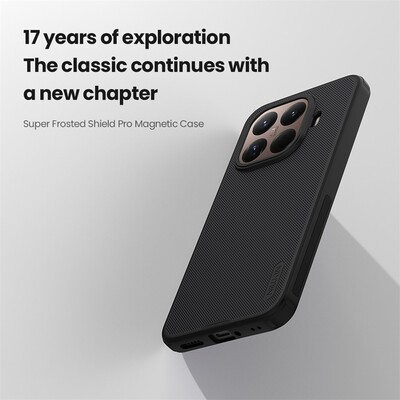 Пластиковый чехол с пластиной Magsafe Nillkin Super Frosted Shield Pro Magnetic Case черный для Xiaomi 15T(7)