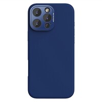 Силиконовая накладка с пластиной Magsafe и защитой камеры  Nillkin LensWing Magnetic Silicone Case Синяя для Apple iPhone 16 Pro