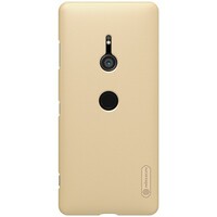 Пластиковый чехол с подставкой Nillkin Super Frosted Shield Золотой для Sony Xperia XZ3