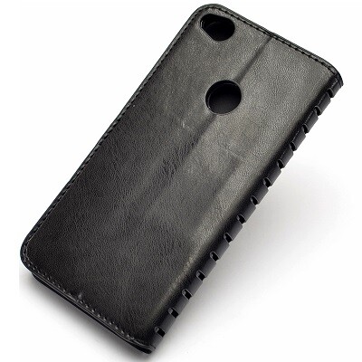 Полиуретановый чехол-книга на основе из силикона New Book Case Черный  для Huawei Honor 8(4)