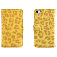 Кожаный чехол Nuoku Leopard Series Case Yellow для Apple iPhone 5/5s/SE