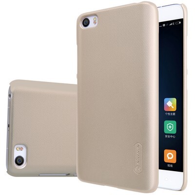 Пластиковый чехол с пленкой Nillkin Super Frosted Shield Gold для Xiaomi Mi5(3)