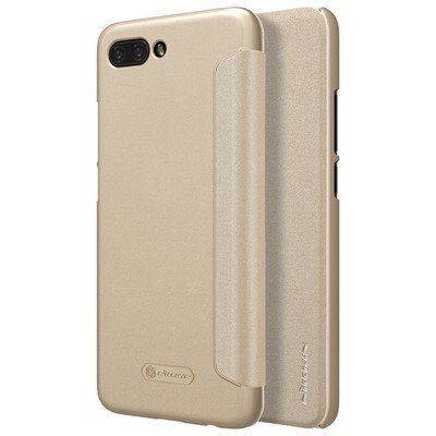 Полиуретановый чехол книга Nillkin Sparkle Leather Case Золотой для Huawei Honor 10(4)