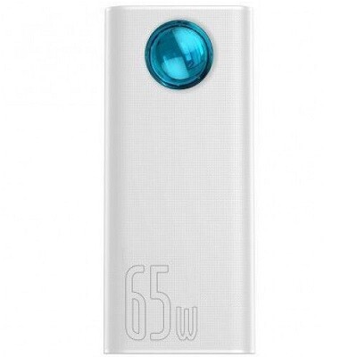 Внешний аккумулятор Baseus Amblight Digital Display Fast Charge Power Bank 65W PPLG000101 30000mAh (с кабелем Type-C to Type-C 100W) белый(1)