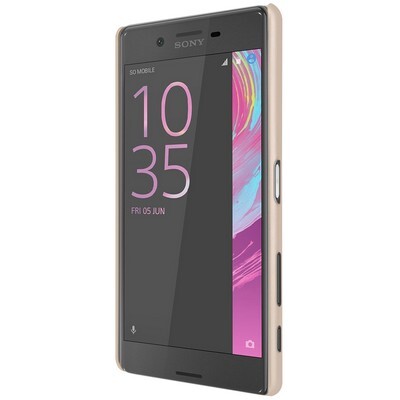 Пластиковый чехол с пленкой Nillkin Super Frosted Shield Gold для Sony Xperia X(2)