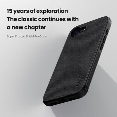 Пластиковый чехол Nillkin Super Frosted Shield Pro Черный для Apple iPhone 16e(7)